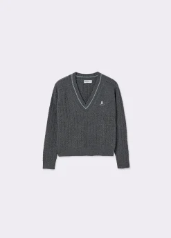 Jerséis|Punto*Brownie Jersey pico trenzas Grisoscuro