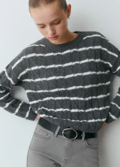 Jerséis|Punto*Brownie Jersey trenzas rayas Grisvigore