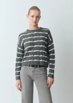 Jerséis|Punto*Brownie Jersey trenzas rayas Grisvigore