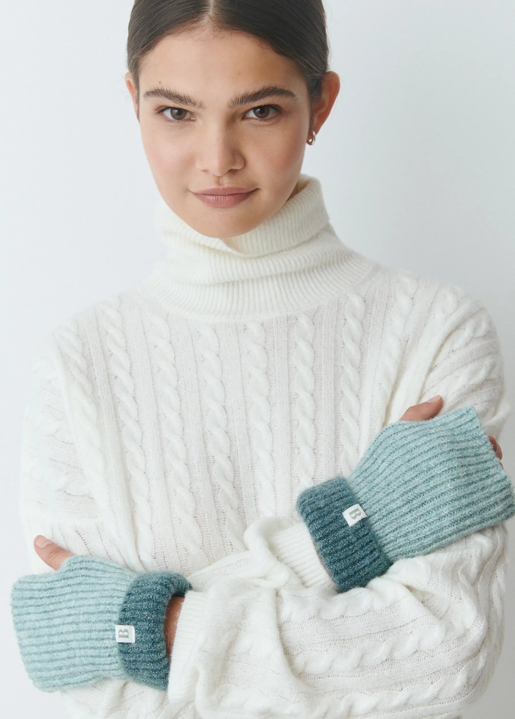 Guantes Y Mitones*Brownie Mitón bicolor lurex Verde