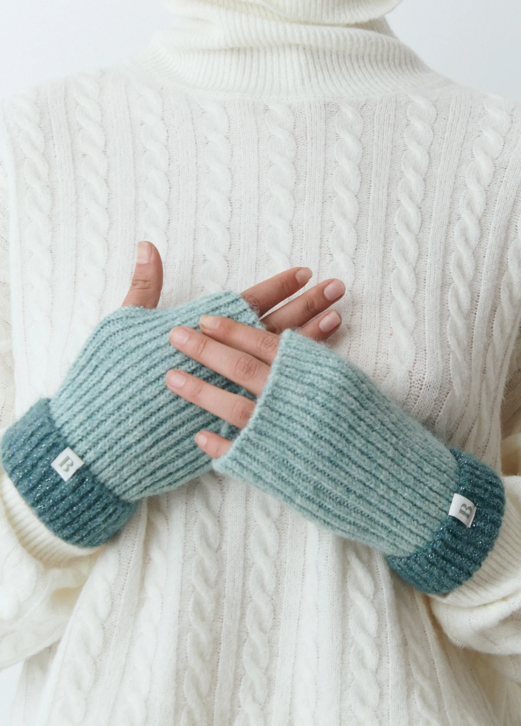 Guantes Y Mitones*Brownie Mitón bicolor lurex Verde