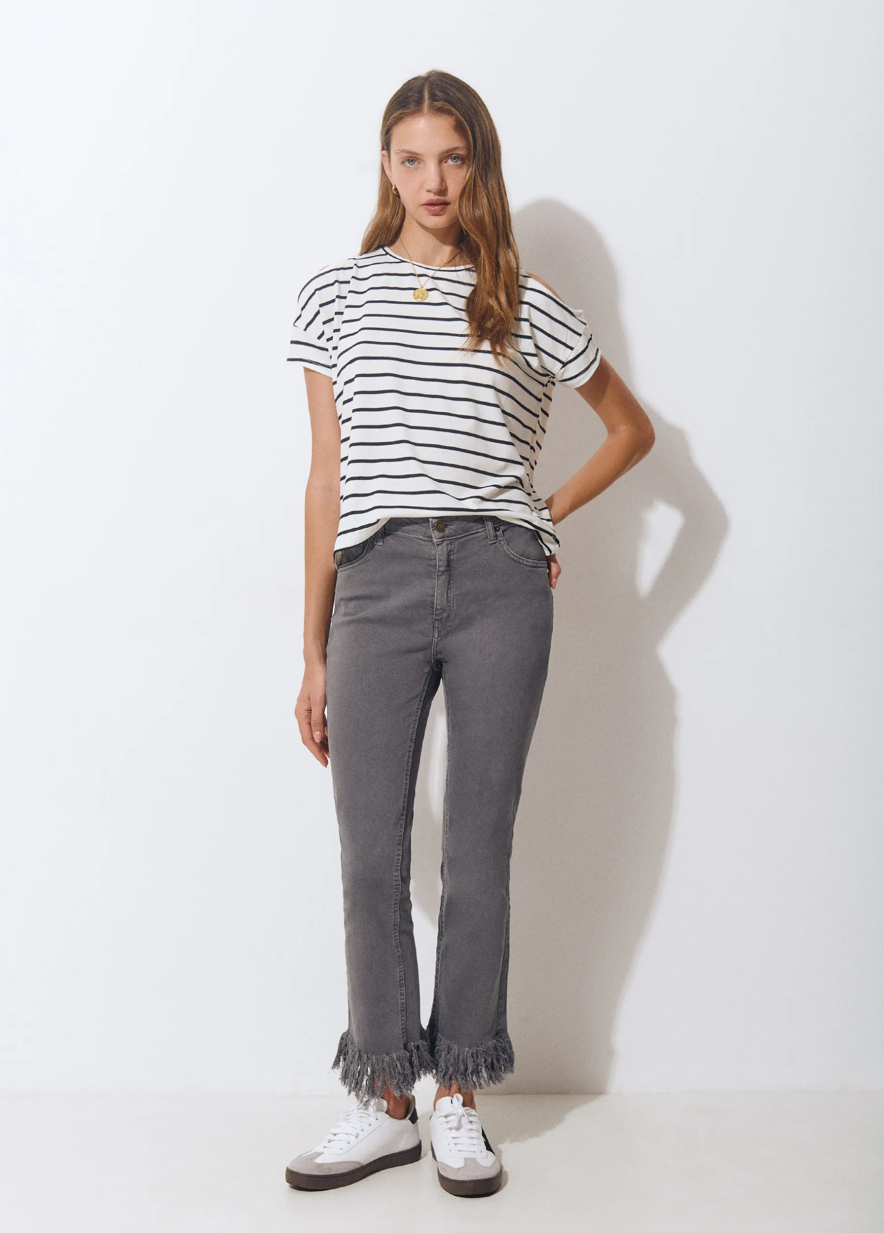 Pantalones*Brownie Pantalón bajo desflecado Antracita