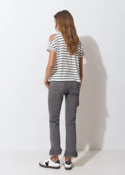 Pantalones*Brownie Pantalón bajo desflecado Antracita