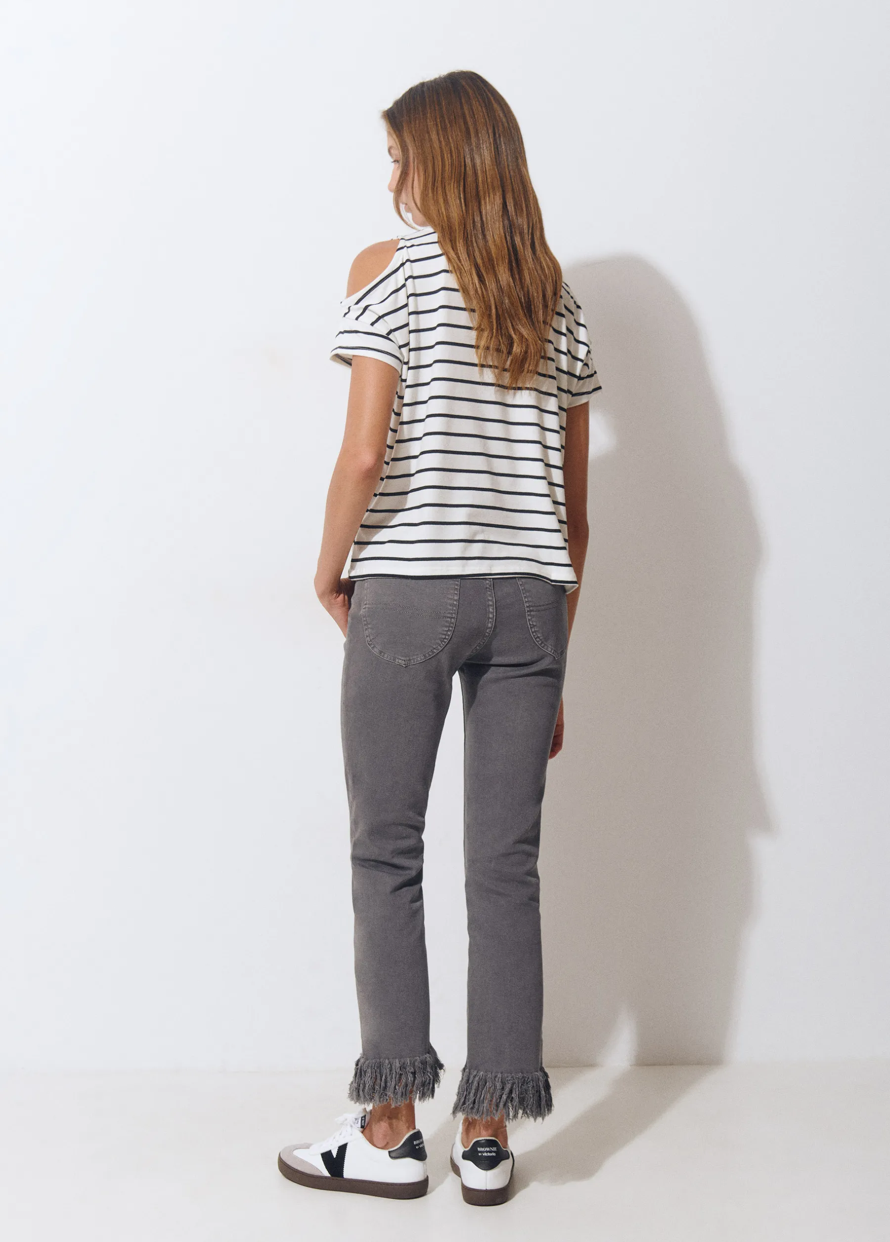 Pantalones*Brownie Pantalón bajo desflecado Antracita