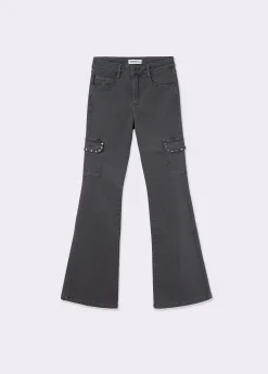 Pantalones*Brownie Pantalón campana cargo tachas Antracita