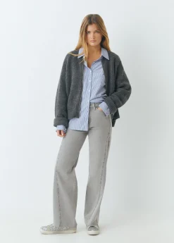 Pantalones|Jeans*Brownie Pantalón corte lateral tachas Gris