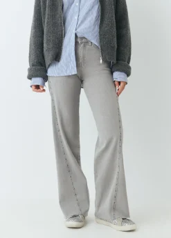 Pantalones|Jeans*Brownie Pantalón corte lateral tachas Gris