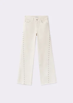 Pantalones*Brownie Pantalón corte lateral tachas Crudo