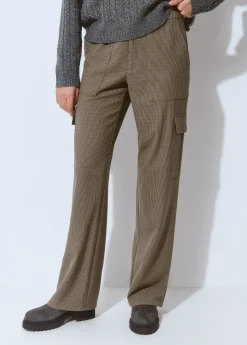 Pantalones|Total Look*Brownie Pantalón cuadritos cargo con cinturón Marron