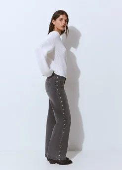 Pantalones|Jeans*Brownie Pantalón culotte bordado estrellas Gris