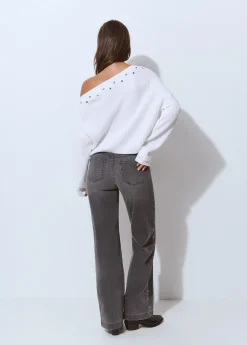 Pantalones|Jeans*Brownie Pantalón culotte bordado estrellas Gris