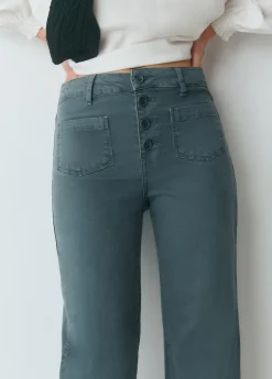 Pantalones*Brownie Pantalón culotte botones frontales Verdeesmeralda