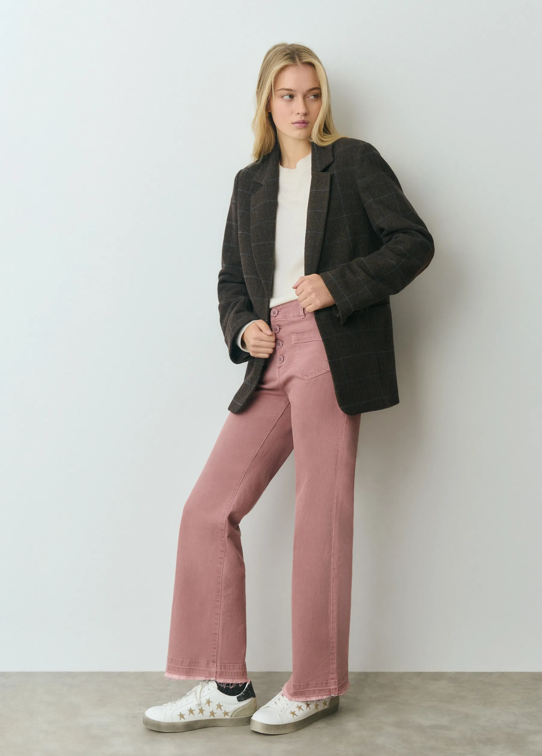 Pantalones*Brownie Pantalón culotte botones frontales Rosado