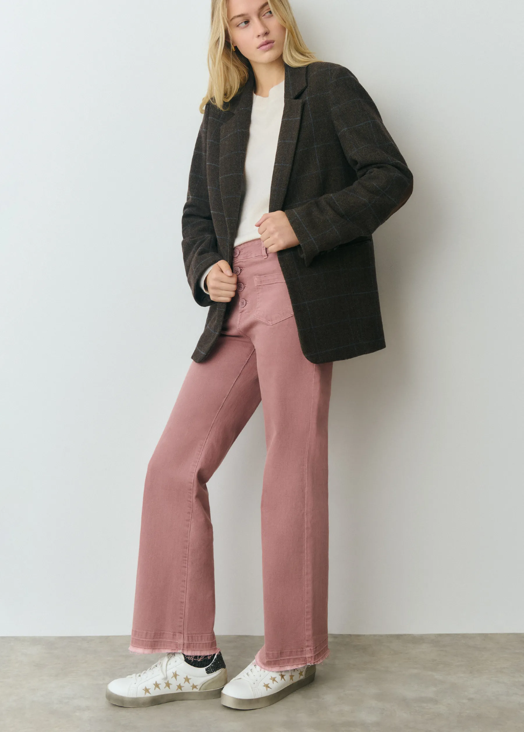 Pantalones*Brownie Pantalón culotte botones frontales Rosado