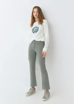 Pantalones*Brownie Pantalón flare cropped botones Kaki