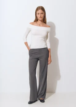 Pantalones*Brownie Pantalón flare cuadrito Gris