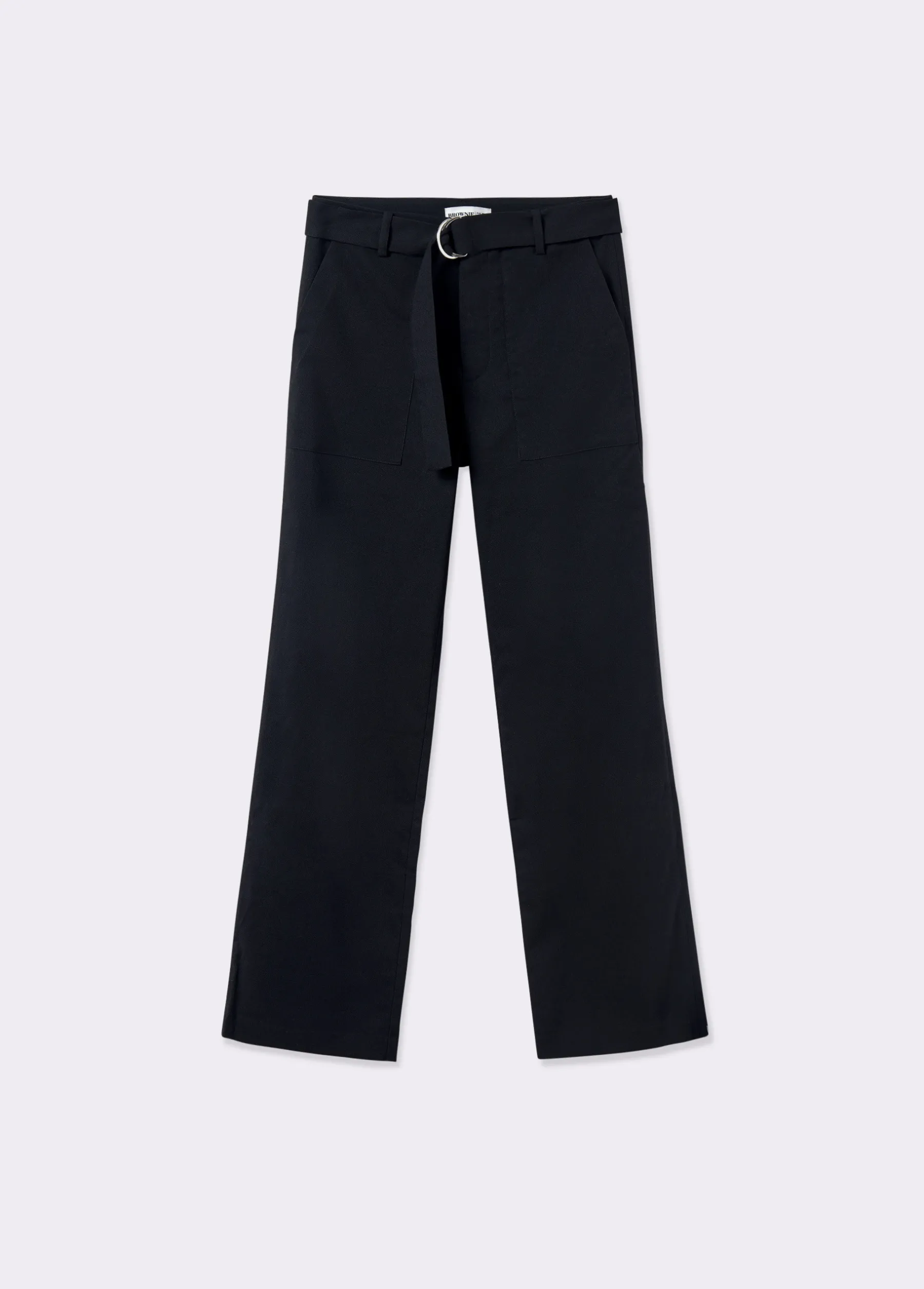 Pantalones*Brownie Pantalón recto con cinturón Negro