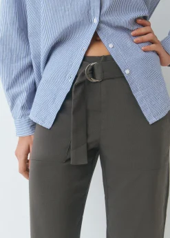 Pantalones*Brownie Pantalón recto con cinturón Topo