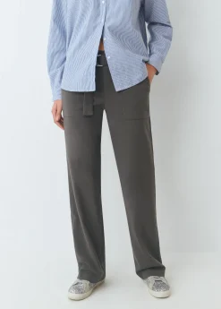 Pantalones*Brownie Pantalón recto con cinturón Topo