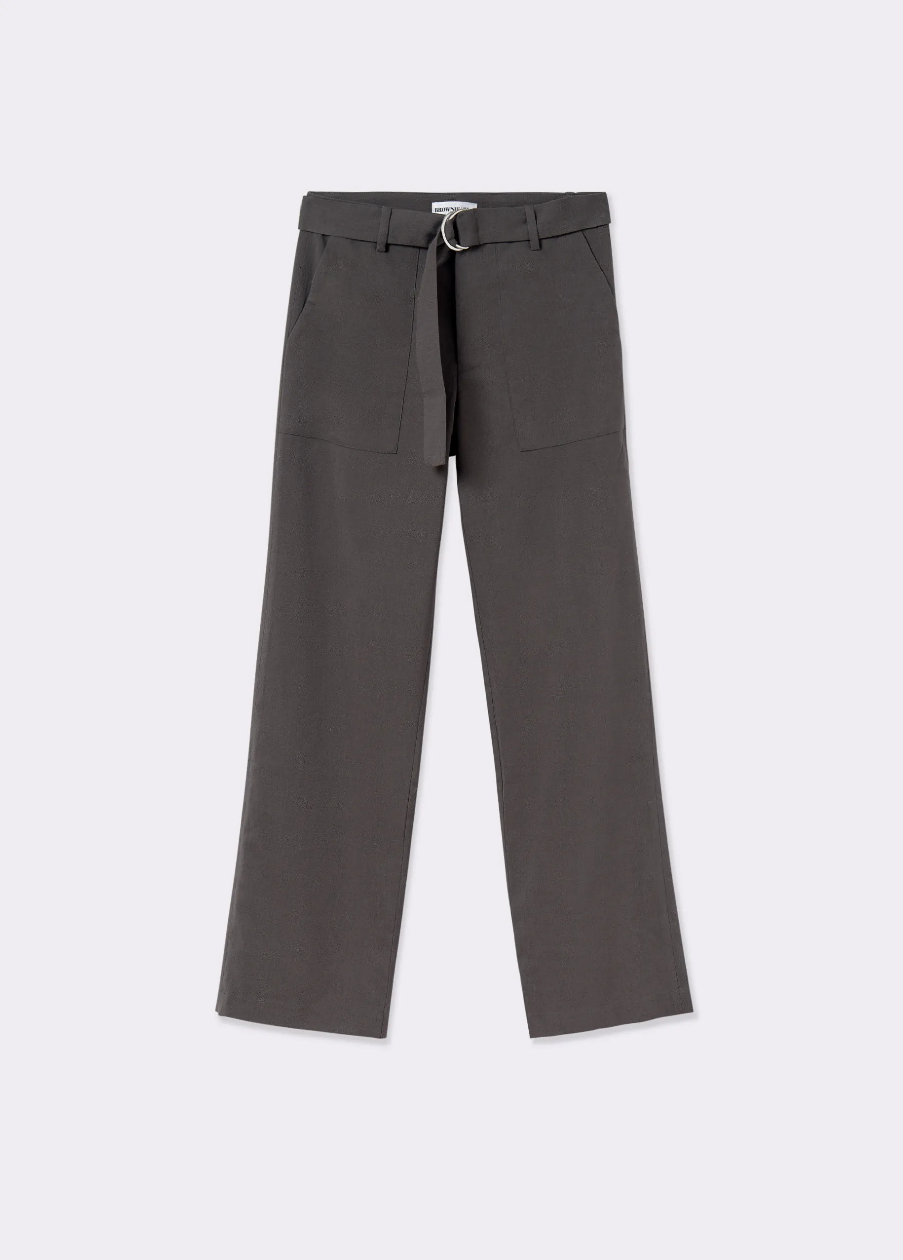 Pantalones*Brownie Pantalón recto con cinturón Topo