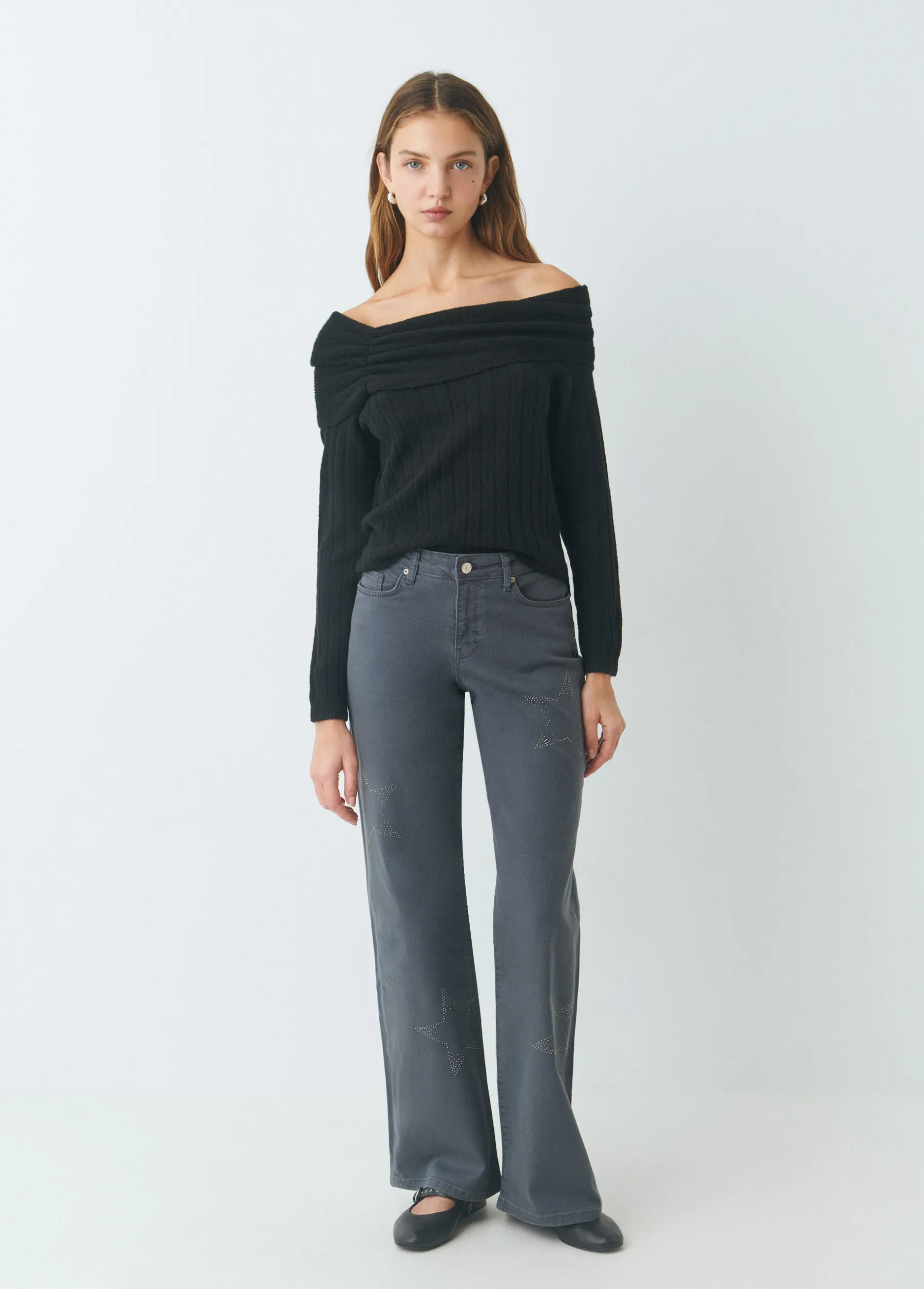 Pantalones*Brownie Pantalón recto estrellas Gris