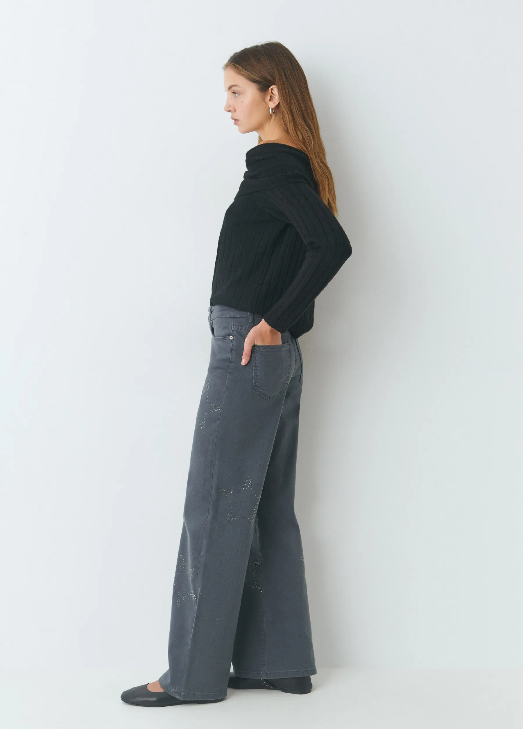 Pantalones*Brownie Pantalón recto estrellas Gris