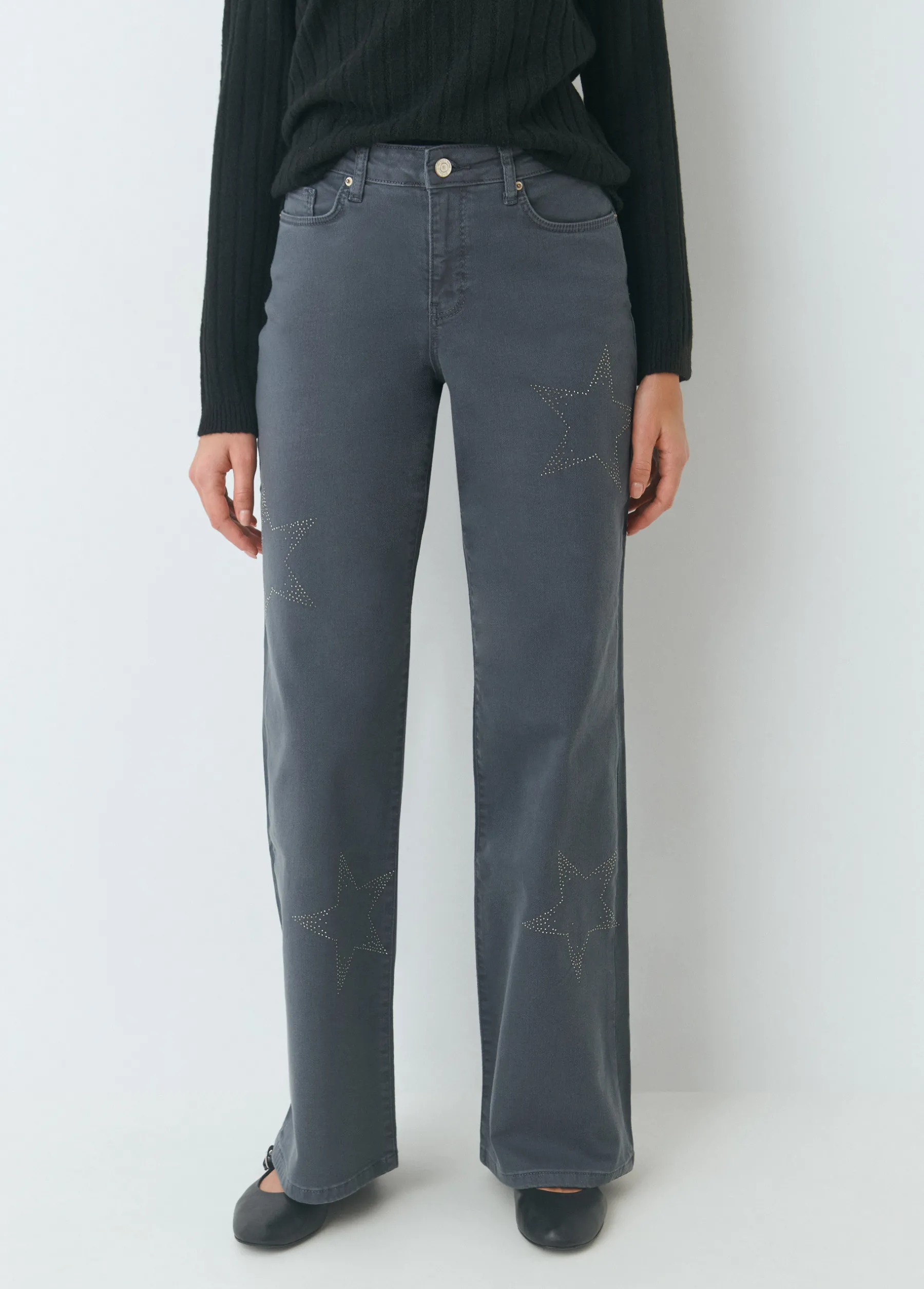 Pantalones*Brownie Pantalón recto estrellas Gris