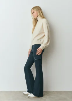 Pantalones*Brownie Pantalon campana cargo tachas Azulmarino