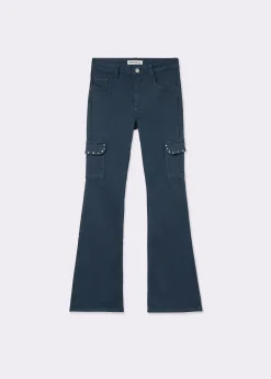 Pantalones*Brownie Pantalon campana cargo tachas Azulmarino
