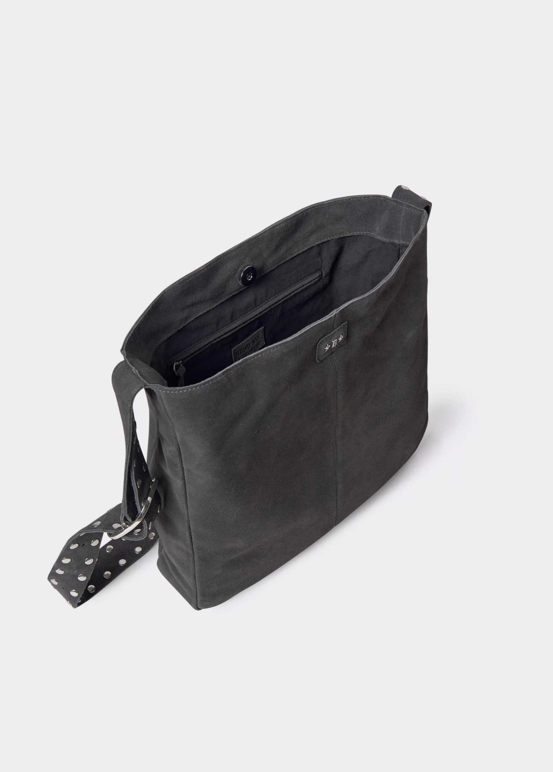 Bolsos*Brownie Shopper piel correa tachas Gris