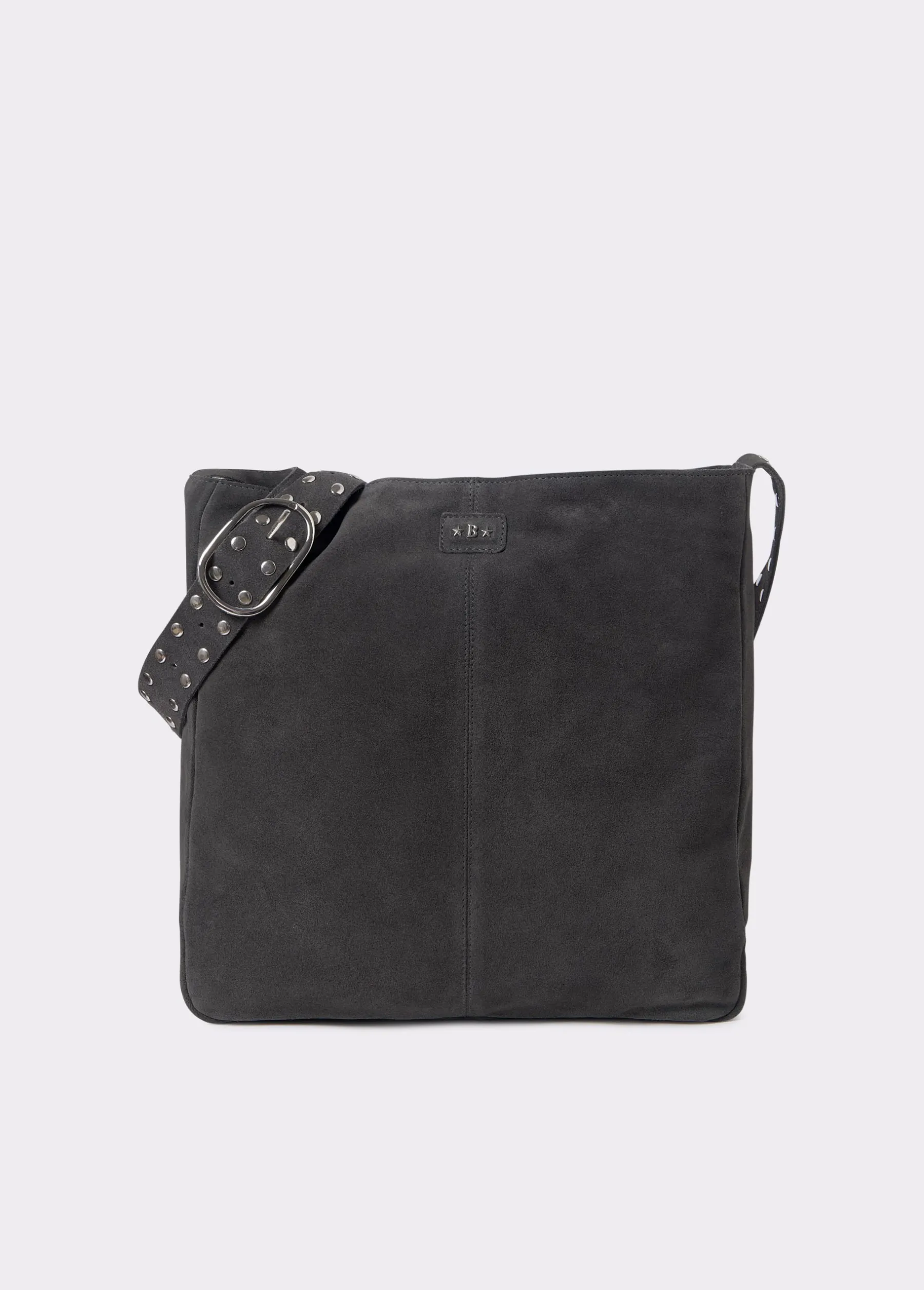 Bolsos*Brownie Shopper piel correa tachas Gris