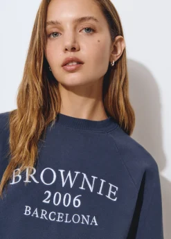 Sudaderas*Brownie Sudadera bordada manga ranglan Azulmarino