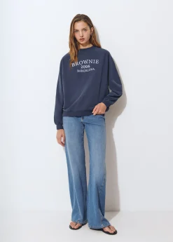 Sudaderas*Brownie Sudadera bordada manga ranglan Azulmarino