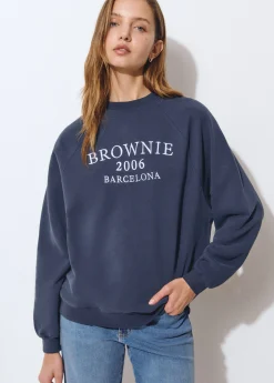 Sudaderas*Brownie Sudadera bordada manga ranglan Azulmarino