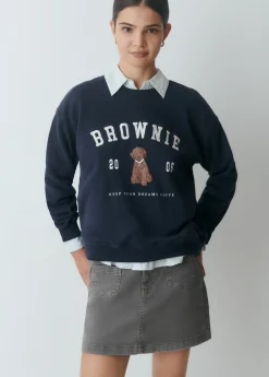 Sudaderas*Brownie Sudadera bordada print perrito Marino