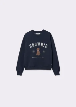 Sudaderas*Brownie Sudadera bordada print perrito Marino