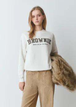 Sudaderas*Brownie Sudadera parche cuadros Crudo