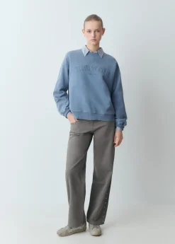 Sudaderas*Brownie Sudadera texto desflecado Azul