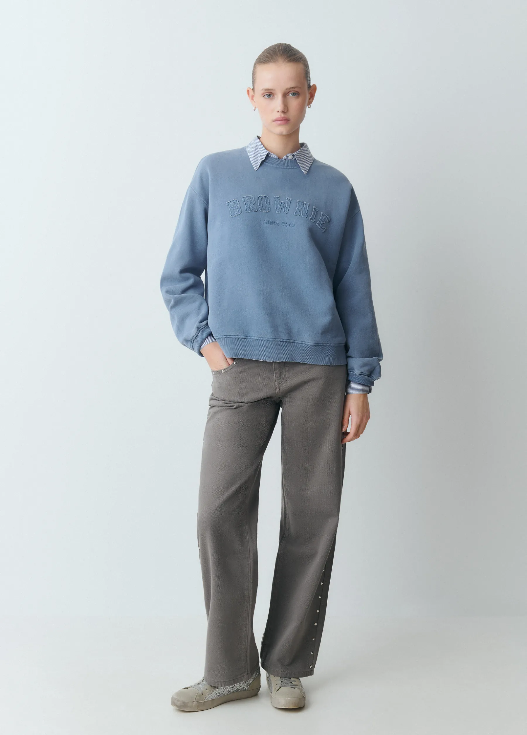 Sudaderas*Brownie Sudadera texto desflecado Azul