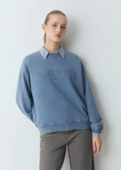 Sudaderas*Brownie Sudadera texto desflecado Azul