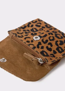 Monederos*Brownie Tarjetero solapa piel estampado animal Negro