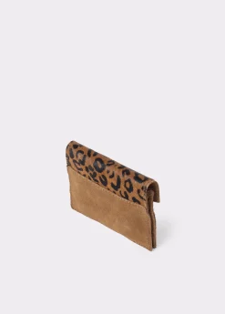 Monederos*Brownie Tarjetero solapa piel estampado animal Negro