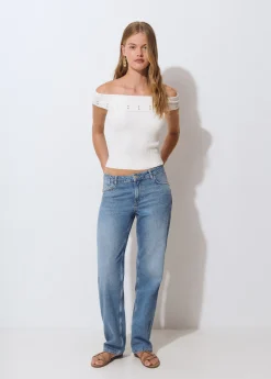 Camisetas Y Tops*Brownie Top bardot tachas Crudo