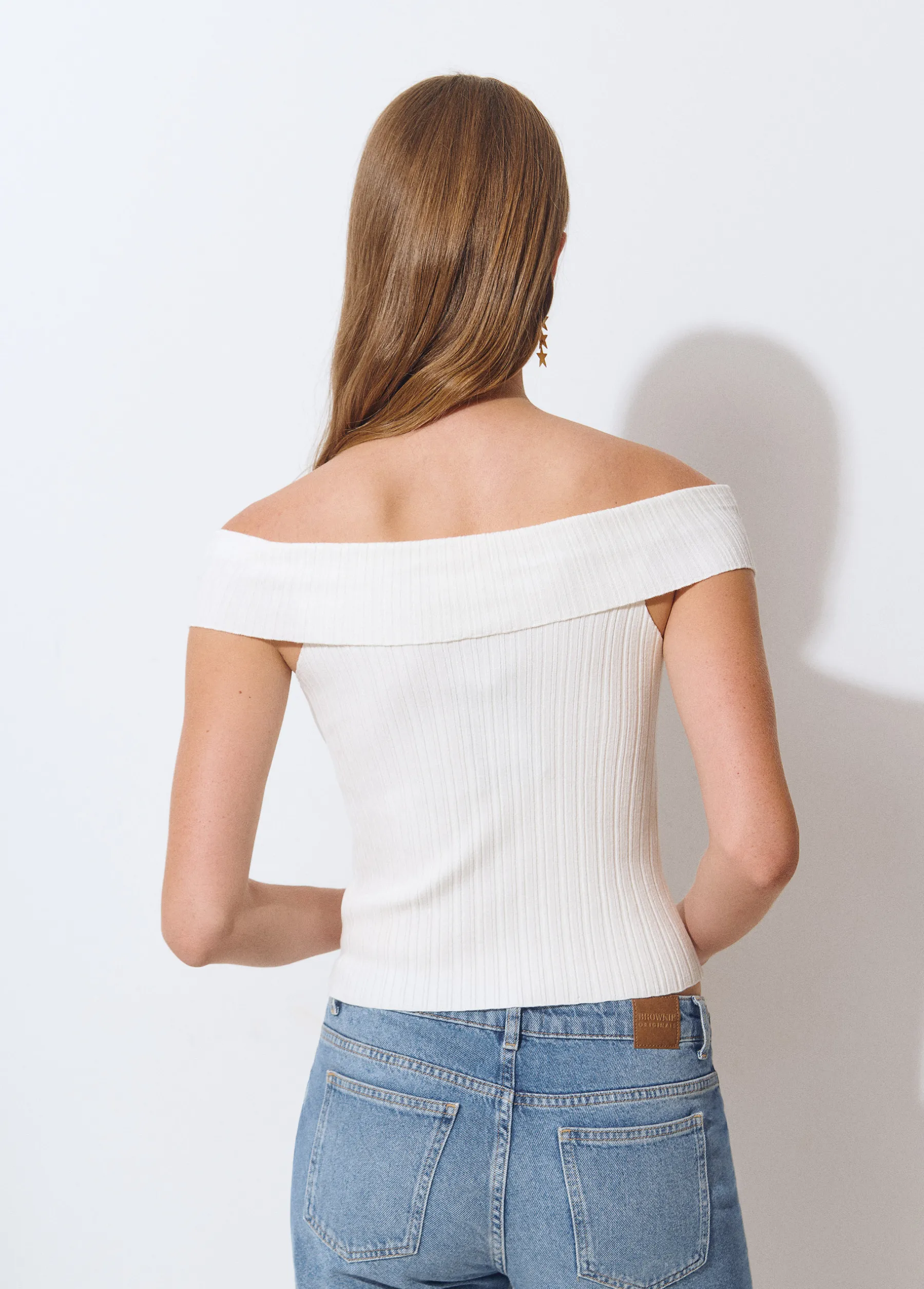 Camisetas Y Tops*Brownie Top bardot tachas Crudo