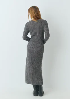 Vestidos Y Monos|Punto*Brownie Vestido calado manga larga Grisoscuro