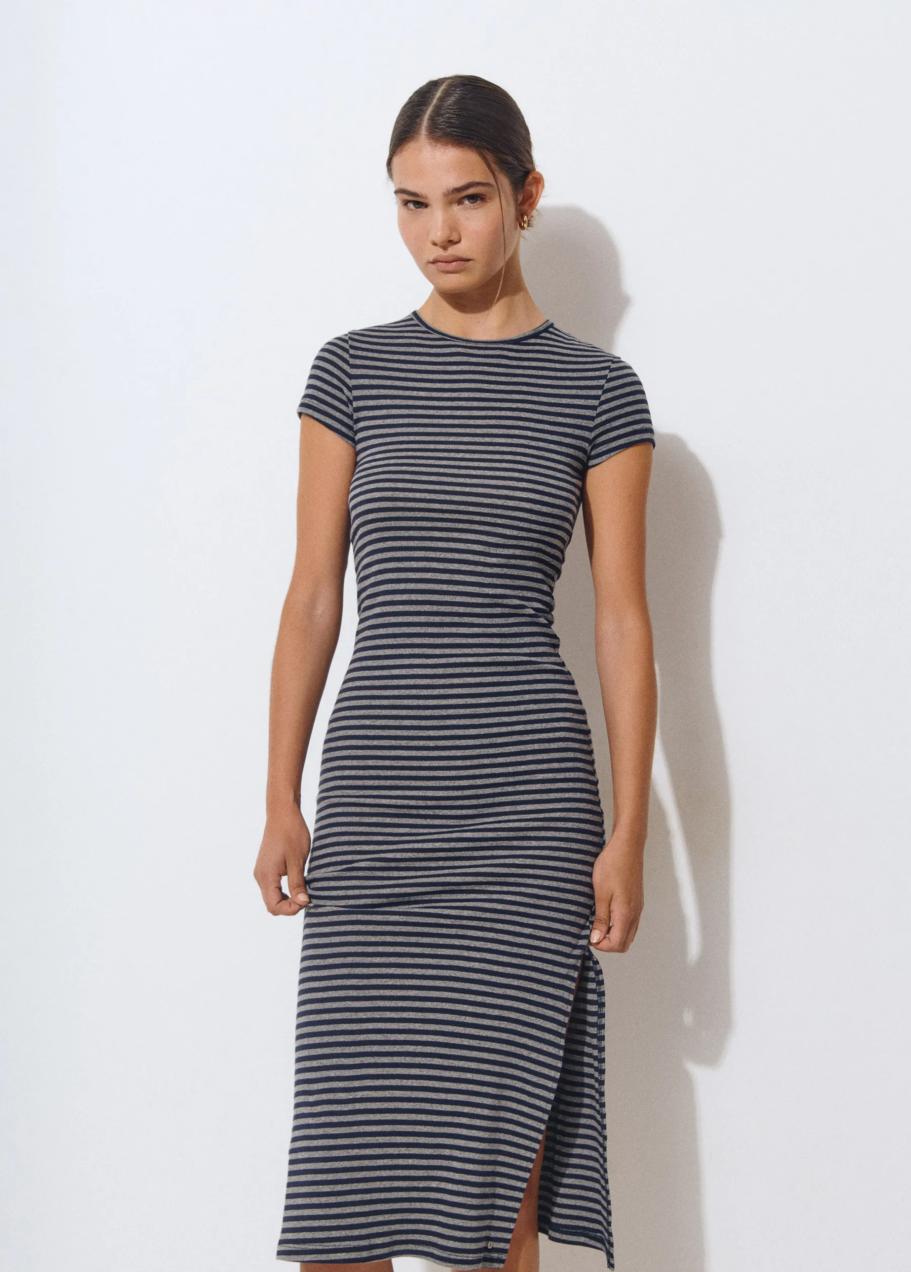 Vestidos Y Monos*Brownie Vestido largo rayas manga corta Azul