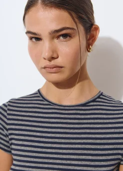 Vestidos Y Monos*Brownie Vestido largo rayas manga corta Azul