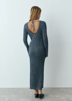 Vestidos Y Monos|Punto*Brownie Vestido manga larga hilo metalizado Grisoscuro