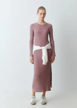 Vestidos Y Monos*Brownie Vestido midi canalé Rosado