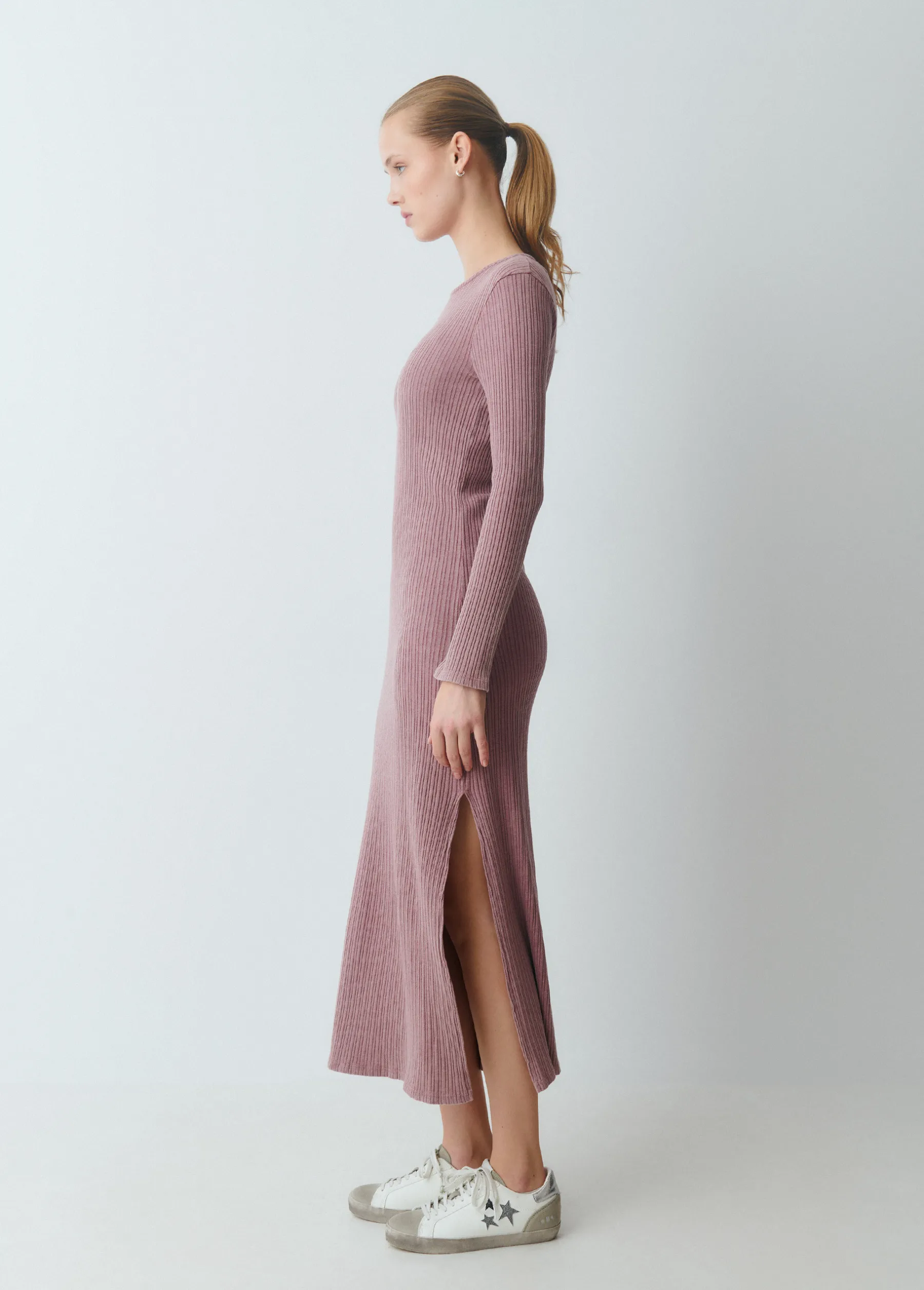 Vestidos Y Monos*Brownie Vestido midi canalé Rosado